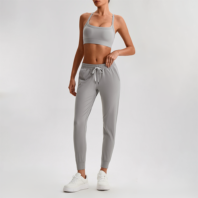 Wholesale Naked-Feel Open-Back Sports Bra & High-Waist Jogger Pants Set – Sculpting Yoga 2-Piece
