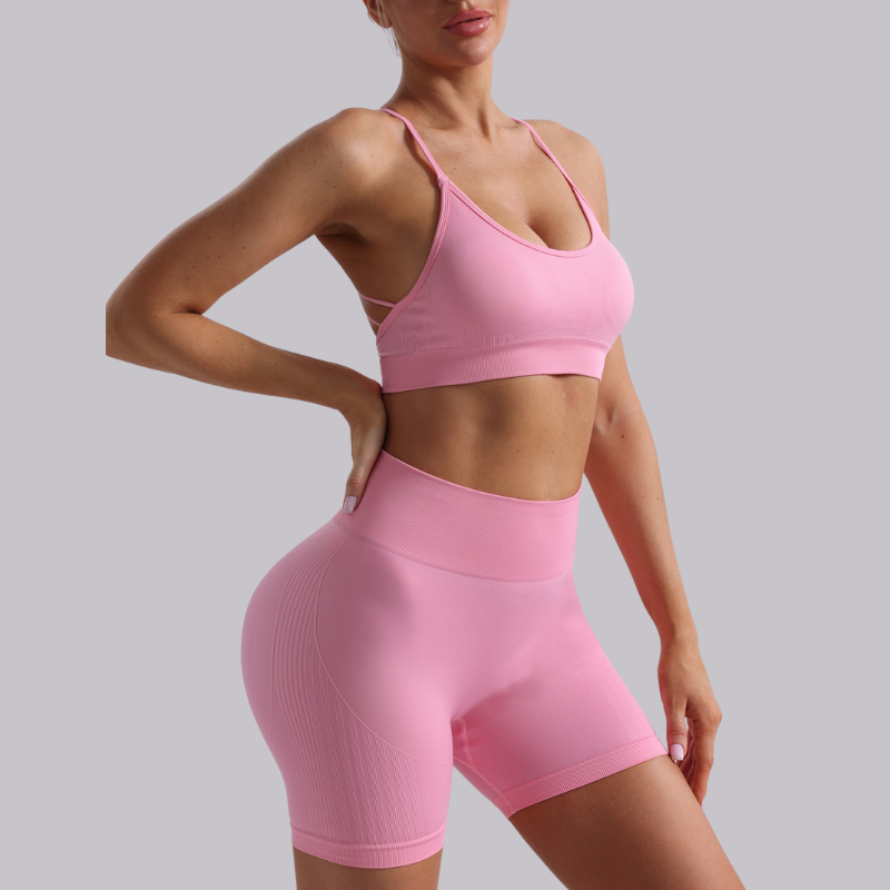 Seamless beautiful back bra + shorts two-piece set