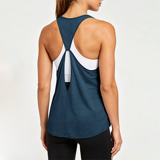 Women's Loose Yoga Tank Top Sexy Backless Athletic Cover-Up Vest
