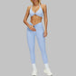 Removable padding sports bra+Pleated waistband sport leggings 2-piece set