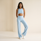 Wholesale Women's Brushed Fabric Sports Bra and Wide-Leg Pants Set