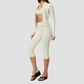 Wholesale Women Slimming Zipper Fitness High Waist Tummy Control Yoga Sports Three-Piece Set