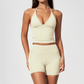 Wholesale Women's Deep-V Sleeveless Vest and High-waist Shorts Yoga Set