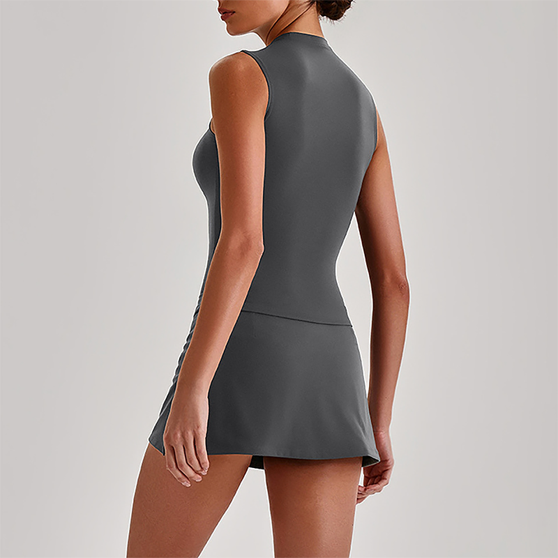 Wholesale Naked-Feel Yoga Set – Sleeveless Crop Top & High-Waist Shorts 2-Piece Activewear