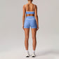 Quick-Drying Built-In Pads Bra + High-Waisted Shorts 2-Piece Set