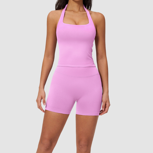 Wholesale Seamless Racerback Tank Top & High-Waist Biker Shorts Set – Quick-Dry Yoga 2-Piece