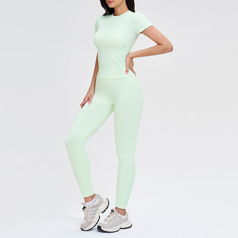 Wholesale solid color round-neck T-shirt + leggings