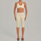 Wholesale Women's Faux-layered Bra Bra+Fold-over Waistband Shorts 2-Piece Set