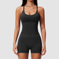 Wholesale Women's Seamless Yoga Set – Open-Back Vest and High-Waist Shorts
