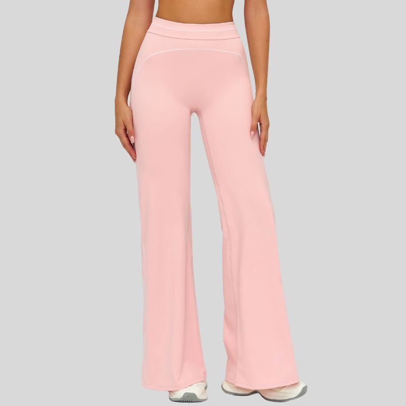 High-waisted contrasting loose wide-leg pants