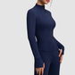 Slim-fit stand-up zip-up jacket