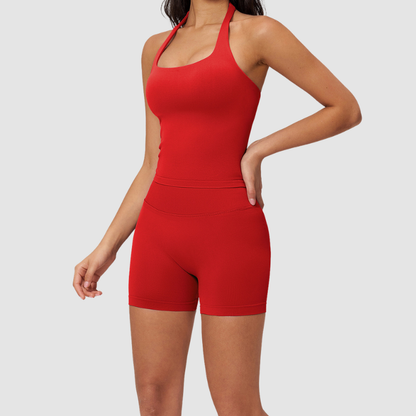 Wholesale Seamless Racerback Tank Top & High-Waist Biker Shorts Set – Quick-Dry Yoga 2-Piece
