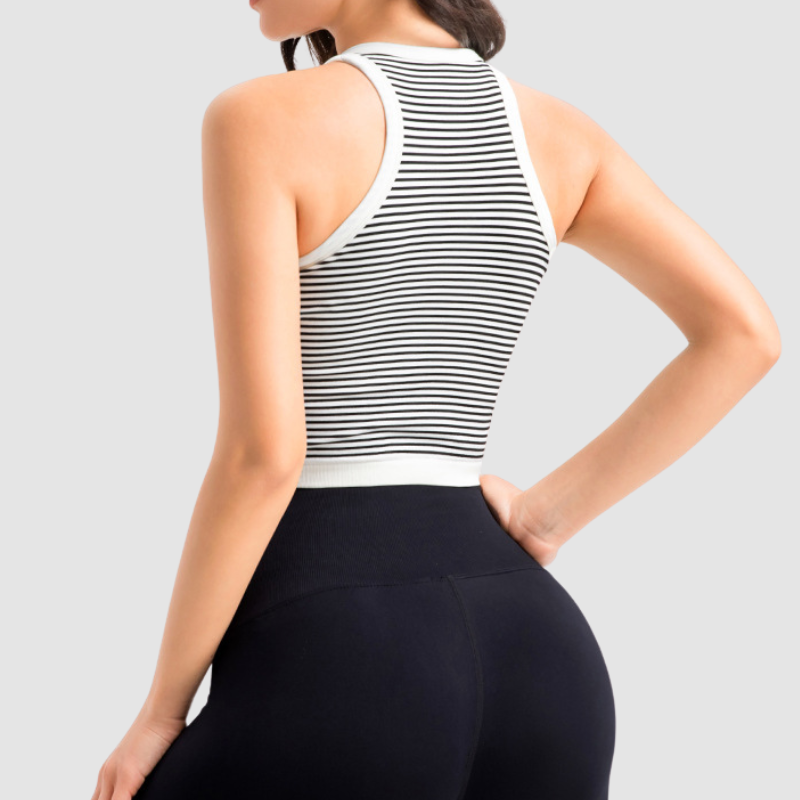 Wholesale striped tight fitting halter yoga | Wonderxfans bulk activewear