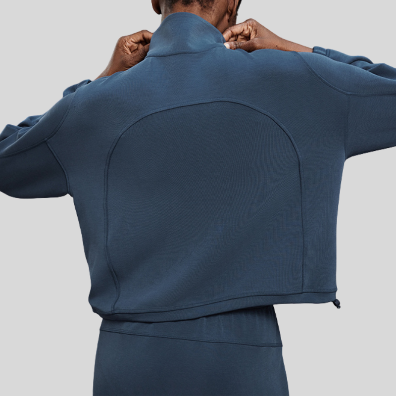 Half-zip stand collar drawstring sports top