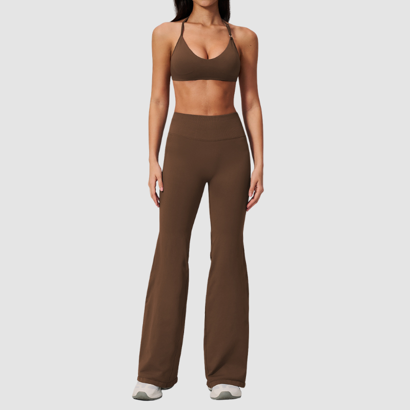Wholesale Women's Sports Bra & Flare Pants Set – Seamless Yoga Activewear