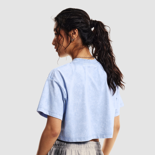 Wholesale Cropped Drop-Shoulder Tee – Cotton Sorona Blend Streetwear Top