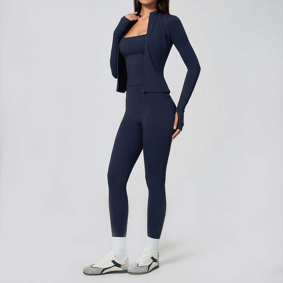Wholesale 3-Piece Yoga Set – Cardigan & Bra & Leggings Fitness Outfit