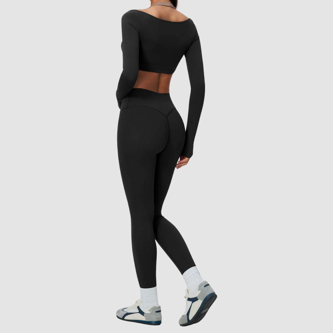 Wholesale Women's Brushed Long-Sleeve Top + Leggings Sports Set