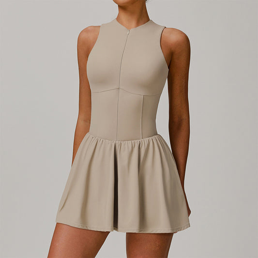 Stand-up collar half zipper Golf And Tennis Dress