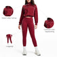 Color-blocked loose-fitting jacket + high-waisted leggings 2-piece set