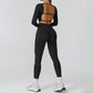 Seamless long sleeve Sports top + High-waisted leggings 2-Piece Set