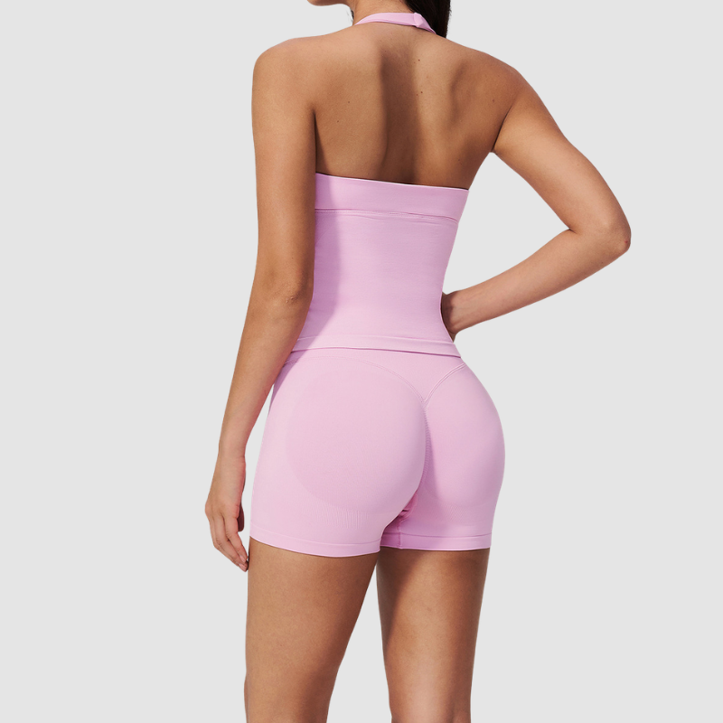 Wholesale Women's Halter V-Neck Yoga Set – Slim Fit Hip-Lifting Tummy-Tucking Quick-Dry Sports Set