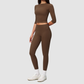 Wholesale Women's 3/4 Sleeve Crop Top & Full-Length Leggings Set – Seamless Yoga Activewear