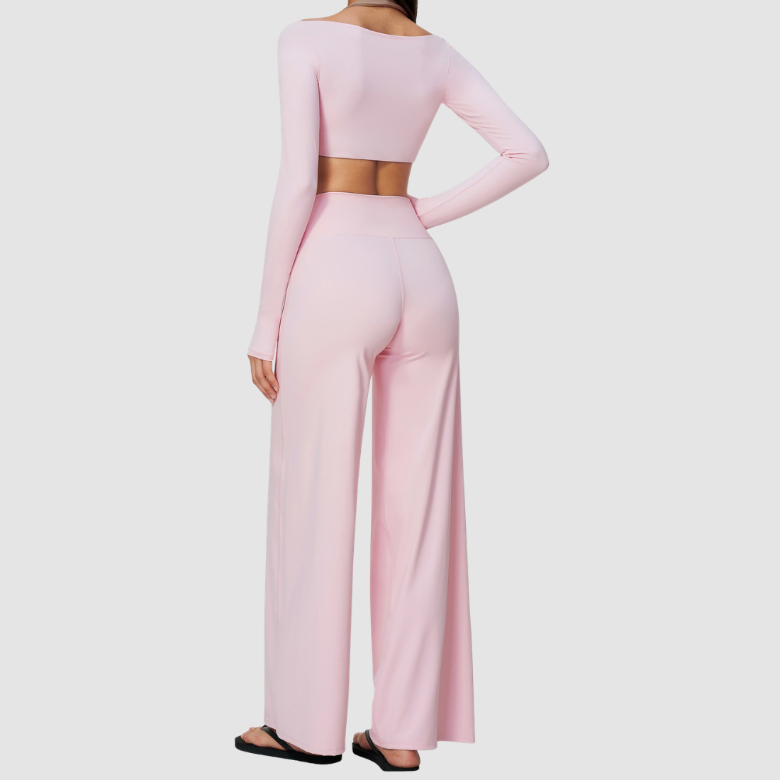 Wholesale Women's Long-Sleeve Top+Wide-Leg Fitness Pants Yoga Set