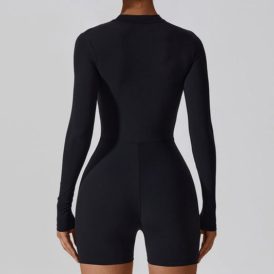 Wholesale Solid zippered long-sleeved sports jumpsuit | Wonderxfans bulk activewear