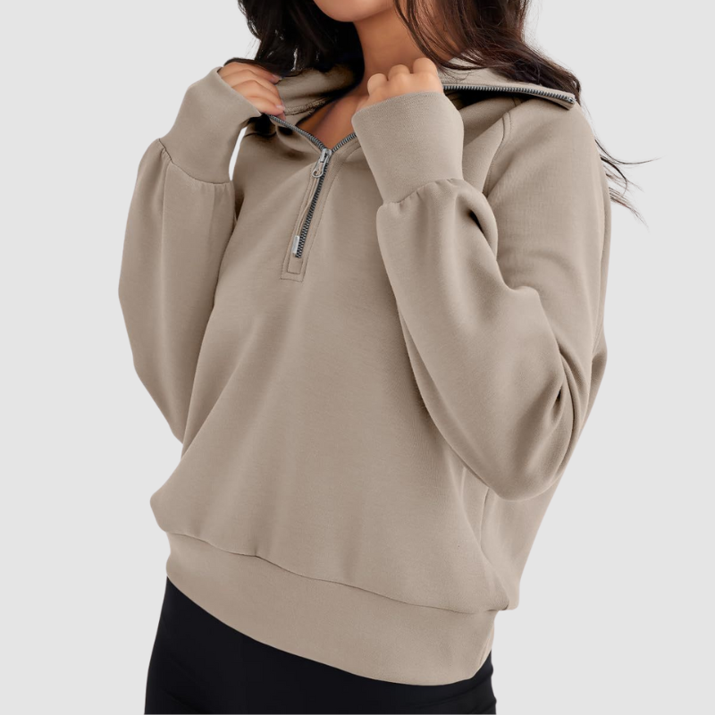 Wholesale Half-Zip Stand Collar Solid Color Sweatshirt