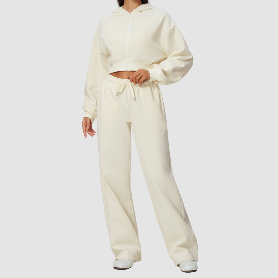 Wholesale Women's Warm Fleece-Lined Zip Up Hoodie & Sweatpants Set