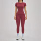 Wholesale Round Neck Short Sleeve Tank Top+High Waist Legging 2-piece Set