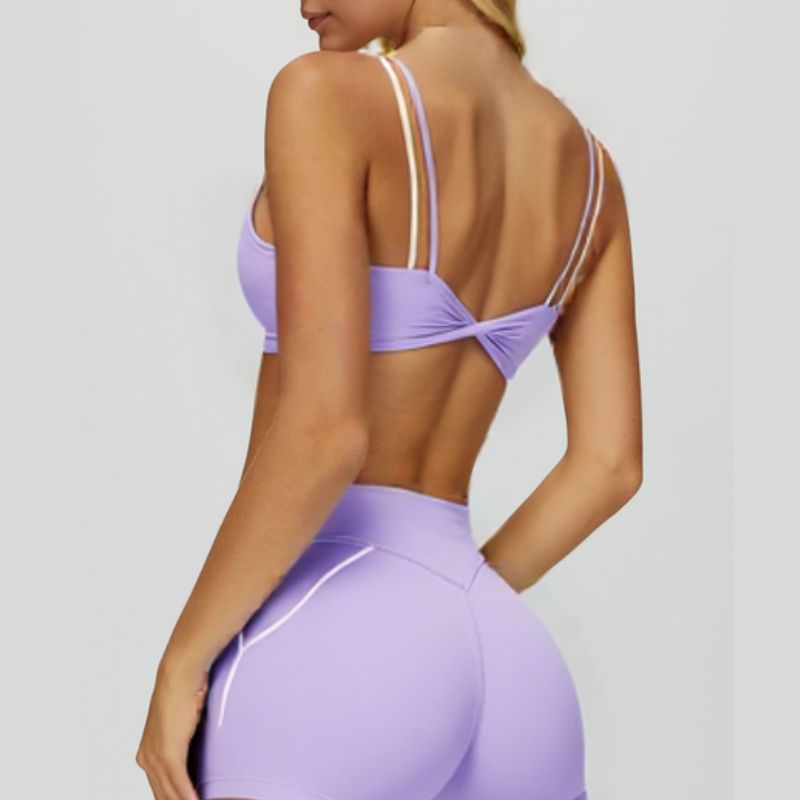 Faux two-piece color-blocked sports bra