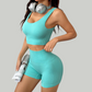 Women's sports shorts and padded vest yoga two-piece set