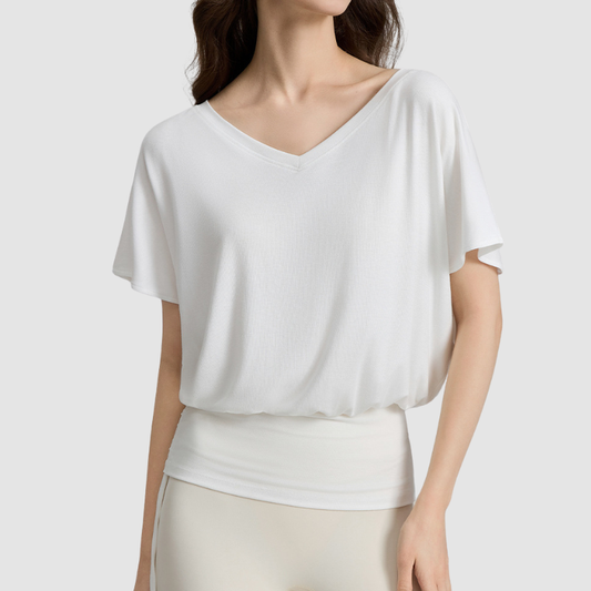 Wholesale Women's V-Neck Batwing Sleeve Yoga T-Shirt