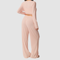 Wholesale Women's 3-Piece Yoga Lounge Set – Padded Cami, Cardigan & Wide-Leg Pants