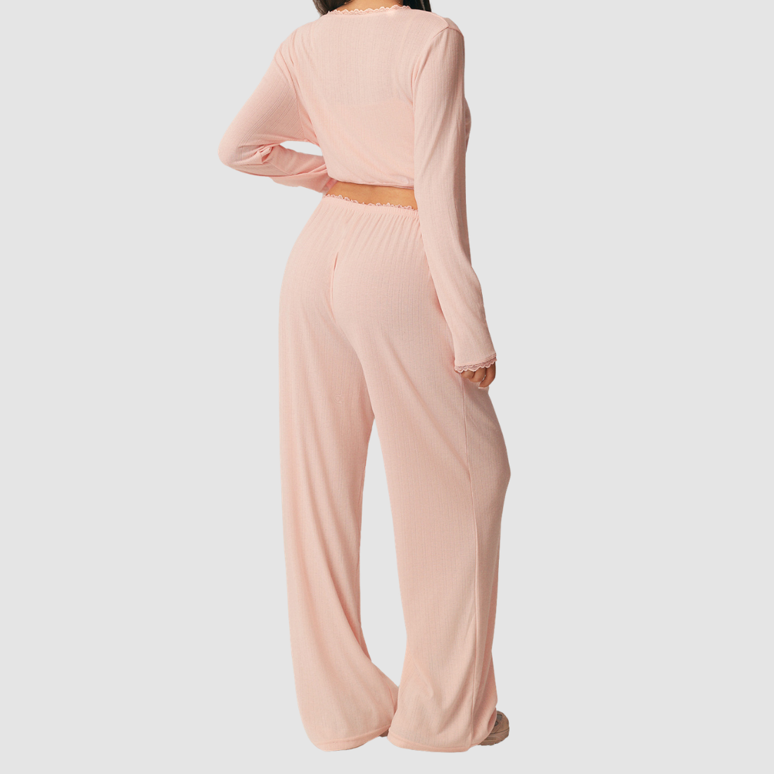 Wholesale Women's 3-Piece Yoga Lounge Set – Padded Cami, Cardigan & Wide-Leg Pants