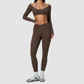 Wholesale Women's Brushed Long-Sleeve Top + Leggings Sports Set