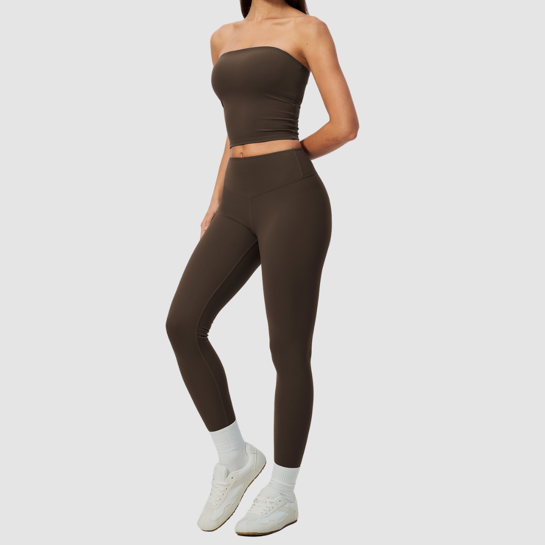 Wholesale Women’s Tube Top & High-Waist Leggings Yoga Set – Padded