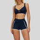 Beautiful Backless Sports Bra+Contrasting Fitness Shorts 2-piece set