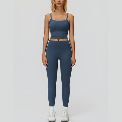 Sports vest with U-shaped+High-waisted slim-fit leggings 2-piece set