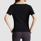 Wholesale Women's Lapel Collar Yoga Short-Sleeve Top with Side Slit Hem