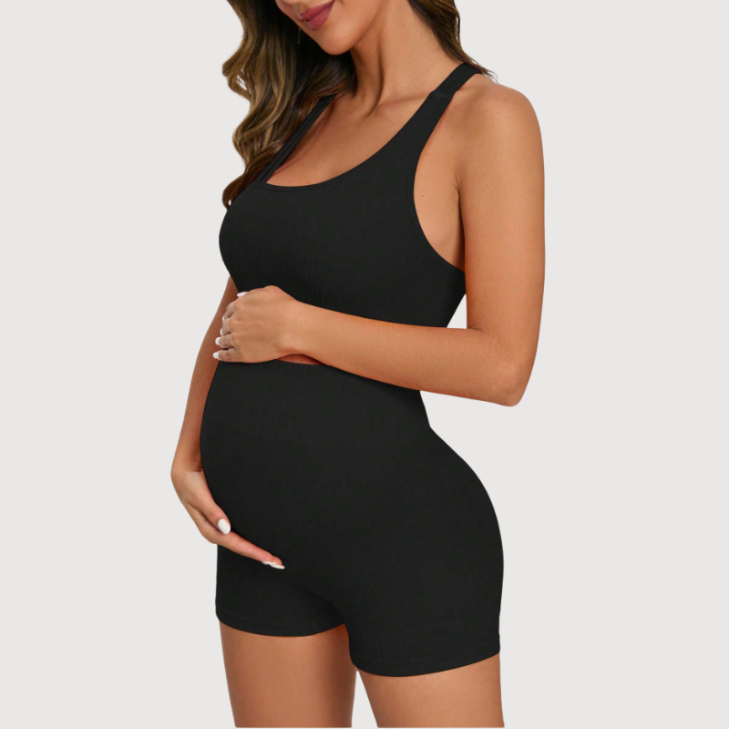 Pregnant women's yoga shorts and sports bra two-piece set