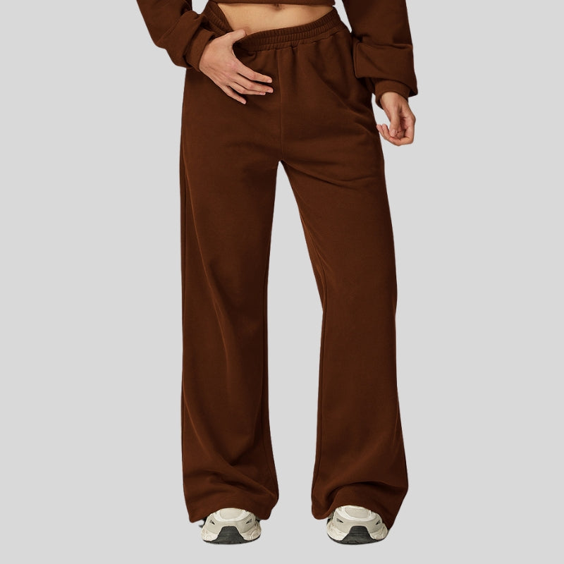 High-waisted wide-leg casual straight-leg pants