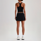 Wholesale Sleeveless Sports Top & Pleated Tennis Skirt Set – Quick-Dry Athletic 2-Piece with Built-In Shorts