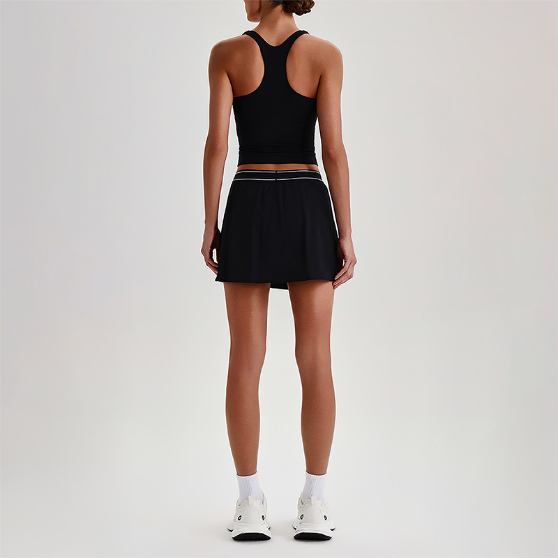 Wholesale Sleeveless Sports Top & Pleated Tennis Skirt Set – Quick-Dry Athletic 2-Piece with Built-In Shorts