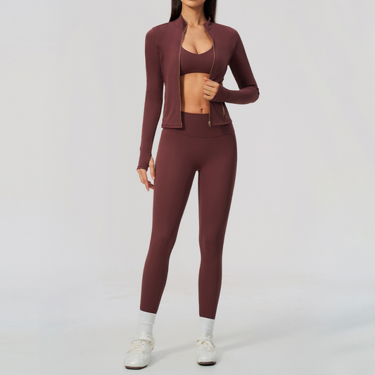 Wholesale Women's Three-Piece Activewear Set – Bra, Jogger Pants & Jacket