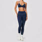 Wholesale Women's Brushed Yoga Set: V-Neck Bra & Leggings – Colorblock Tummy Control