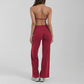 Halter-neck backless bra + loose wide-leg pants 2-piece set