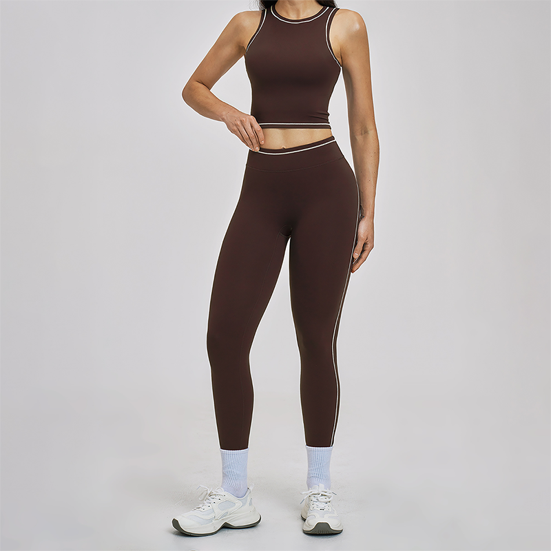Wholesale Color Block Yoga Halter Vest + legging 2-Piece Set